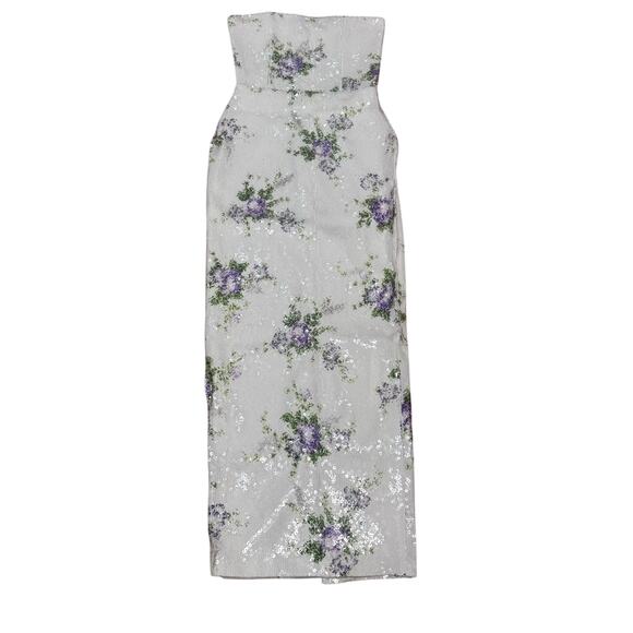 Tanner Fletcher Marilyn Floral Sequin Strapless Dress 1 / US 4-6 Evening Gown - Picture 10 of 14